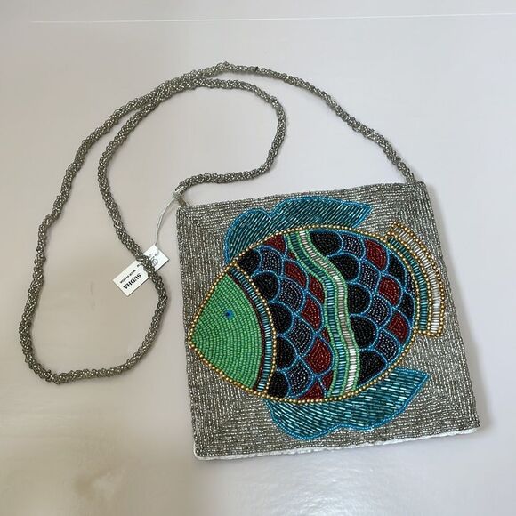 NEW WITH TAGS SUDAH BEADED CROSSBODY BAG WITH FISH DESIGN - Picture 5 of 7